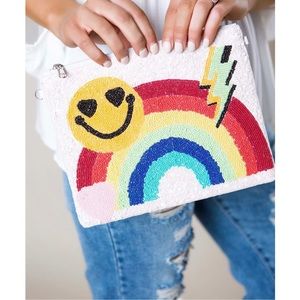 Sequin Beaded Rainbow Clutch